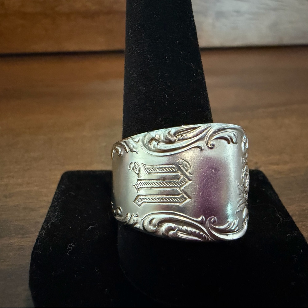 M Engraved Spoon Ring Size 11